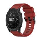 For Garmin Tactix Delta 26mm Horizontal Texture Silicone Watch Band with Removal Tool(Red) - 1