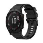 For Garmin Fenix 6X 26mm Horizontal Texture Silicone Watch Band with Removal Tool(Black) - 1