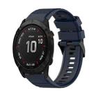 For Garmin Fenix 6X 26mm Horizontal Texture Silicone Watch Band with Removal Tool(Navy Blue) - 1