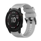 For Garmin Fenix 6X 26mm Horizontal Texture Silicone Watch Band with Removal Tool(Grey) - 1