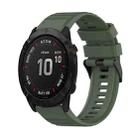 For Garmin Fenix 6X Pro 26mm Horizontal Texture Silicone Watch Band with Removal Tool(Army Green) - 1