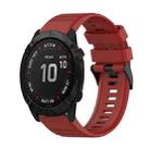 For Garmin Fenix 6X Sapphire 26mm Horizontal Texture Silicone Watch Band with Removal Tool(Red) - 1