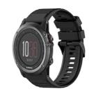 For Garmin Fenix 3 26mm Horizontal Texture Silicone Watch Band with Removal Tool(Black) - 1