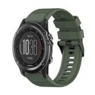 For Garmin Fenix 3 HR 26mm Horizontal Texture Silicone Watch Band with Removal Tool(Army Green) - 1