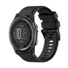 For Garmin Fenix 3 Sapphire 26mm Horizontal Texture Silicone Watch Band with Removal Tool(Black) - 1