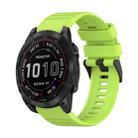 For Garmin Fenix 7 22mm Horizontal Texture Silicone Watch Band with Removal Tool(Lime Green) - 1