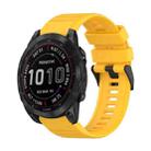 For Garmin Fenix 7 22mm Horizontal Texture Silicone Watch Band with Removal Tool(Yellow) - 1