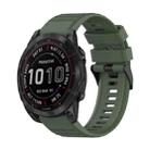 For Garmin Fenix 7 22mm Horizontal Texture Silicone Watch Band with Removal Tool(Army Green) - 1