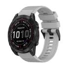 For Garmin Fenix 7 22mm Horizontal Texture Silicone Watch Band with Removal Tool(Grey) - 1