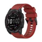 For Garmin Fenix 7 22mm Horizontal Texture Silicone Watch Band with Removal Tool(Red) - 1