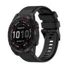 For Garmin Fenix 7 Solar 22mm Horizontal Texture Silicone Watch Band with Removal Tool(Black) - 1