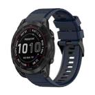 For Garmin Fenix 7 Solar 22mm Horizontal Texture Silicone Watch Band with Removal Tool(Navy Blue) - 1