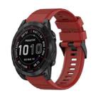 For Garmin Fenix 7 Solar 22mm Horizontal Texture Silicone Watch Band with Removal Tool(Red) - 1