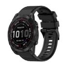 For Garmin Fenix 7 Sapphire Solar 22mm Horizontal Texture Silicone Watch Band with Removal Tool(Black) - 1