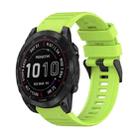 For Garmin Fenix 7 Sapphire Solar 22mm Horizontal Texture Silicone Watch Band with Removal Tool(Lime Green) - 1