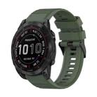 For Garmin Fenix 7 Sapphire Solar 22mm Horizontal Texture Silicone Watch Band with Removal Tool(Army Green) - 1