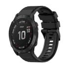 For Garmin Fenix 6 GPS 22mm Horizontal Texture Silicone Watch Band with Removal Tool(Black) - 1