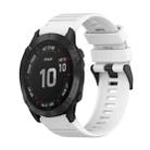 For Garmin Fenix 6 GPS 22mm Horizontal Texture Silicone Watch Band with Removal Tool(White) - 1