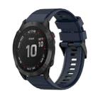 For Garmin Fenix 6 GPS 22mm Horizontal Texture Silicone Watch Band with Removal Tool(Navy Blue) - 1