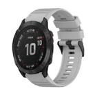 For Garmin Fenix 6 GPS 22mm Horizontal Texture Silicone Watch Band with Removal Tool(Grey) - 1