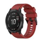 For Garmin Fenix 6 GPS 22mm Horizontal Texture Silicone Watch Band with Removal Tool(Red) - 1