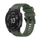 For Garmin Fenix 6 Sapphire GPS 22mm Horizontal Texture Silicone Watch Band with Removal Tool(Army Green) - 1