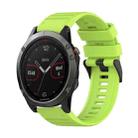 For Garmin Fenix 5 22mm Horizontal Texture Silicone Watch Band with Removal Tool(Lime Green) - 1