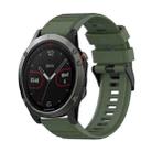 For Garmin Fenix 5 22mm Horizontal Texture Silicone Watch Band with Removal Tool(Army Green) - 1