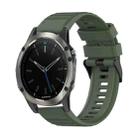 For Garmin Quatix 5 22mm Horizontal Texture Silicone Watch Band with Removal Tool(Army Green) - 1
