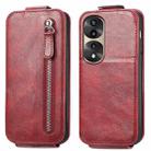 For Honor 70 Pro Zipper Wallet Vertical Flip Leather Phone Case(Red) - 1