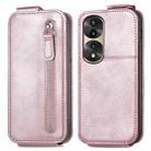 For Honor 70 Pro Zipper Wallet Vertical Flip Leather Phone Case(Rose Gold) - 1