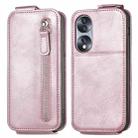 For Honor 70 Zipper Wallet Vertical Flip Leather Phone Case(Rose Gold) - 1