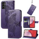 For Samsung Galaxy A14 5G Butterfly Love Flower Embossed Leather Phone Case(Purple) - 1