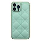 For iPhone 14 Pro Max D03 Grid PU Leather Electroplated Phone Case(Green) - 1