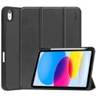 For iPad 10th Gen 10.9 2022 ENKAY TPU Back Cover Smart Leather Stand Tablet Case with Pen Slot(Black) - 1