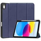 For iPad 10th Gen 10.9 2022 ENKAY TPU Back Cover Smart Leather Stand Tablet Case with Pen Slot(Dark Blue) - 1