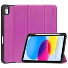 For iPad 10th Gen 10.9 2022 ENKAY TPU Back Cover Smart Leather Stand Tablet Case with Pen Slot(Purple) - 1