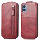 For Motorola Moto E22 Zipper Wallet Vertical Flip Leather Phone Case(Red) - 1