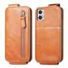For Motorola Moto E22i Zipper Wallet Vertical Flip Leather Phone Case(Brown) - 1