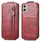 For Motorola Moto E22i Zipper Wallet Vertical Flip Leather Phone Case(Red) - 1
