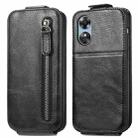 For OPPO A17 Zipper Wallet Vertical Flip Leather Phone Case(Black) - 1