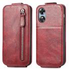 For OPPO A17 Zipper Wallet Vertical Flip Leather Phone Case(Red) - 1