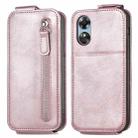 For OPPO A17 Zipper Wallet Vertical Flip Leather Phone Case(Rose Gold) - 1