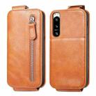 For Sony Xperia 5 IV Zipper Wallet Vertical Flip Leather Phone Case(Brown) - 1