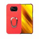 For Xiaomi Poco X3 Pro / Poco X3 / X3 NFC  Ring Holder Litchi Texture Genuine Leather Phone Case(Red) - 1