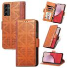 For Samsung Galaxy A14 5G Grid Leather Flip Phone Case(Brown) - 1