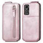 For ZTE Axon 30S Zipper Wallet Vertical Flip Leather Phone Case(Rose Gold) - 1