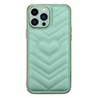 For iPhone 14 D03 Love Heart PU Leather Electroplated Phone Case(Green) - 1