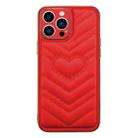 For iPhone 14 Pro D03 Love Heart PU Leather Electroplated Phone Case(Red) - 1