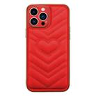 For iPhone 14 Plus D03 Love Heart PU Leather Electroplated Phone Case(Red) - 1